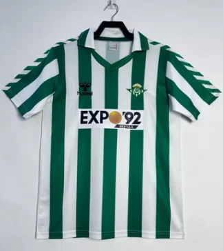 Poceni Retro Nogometni dresi Real Betis Domači 1988-89 zelena bela Kratek Rokav