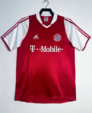 Retro Nogometni dresi Bayern Munich Domači 2003-04 rdeča bela Kratek Rokav