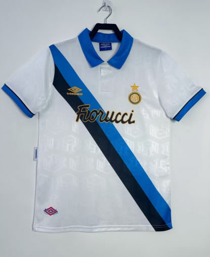 Retro Nogometni dresi Inter Milan Gostujoči 1994-95 bela Kratek Rokav