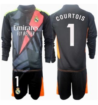 Otroški Nogometni Dresi Kompleti Real Madrid Vratar Gostujoči 2024-25 črnaThibaut Courtois 1