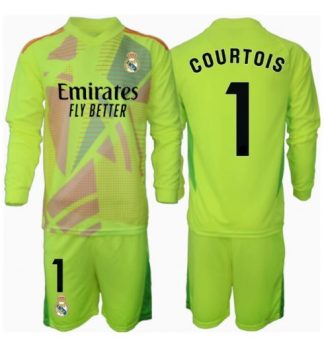 Otroški Nogometni Dresi Kompleti Real Madrid Vratar Tretji 2024-25 zelena Thibaut Courtois 1